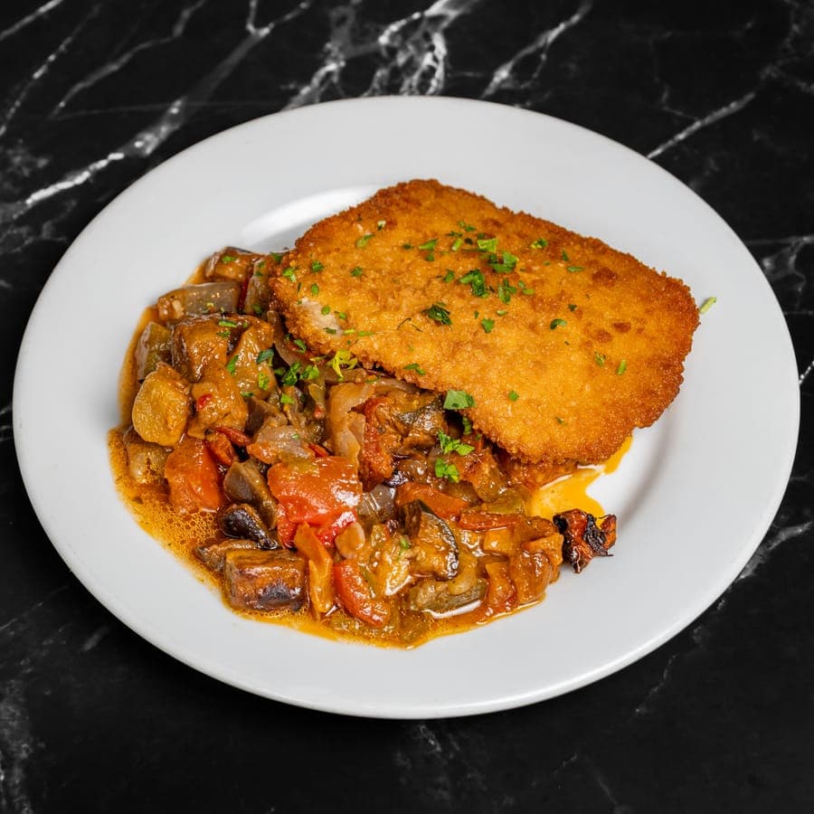Escalope milanaise, ratatouille