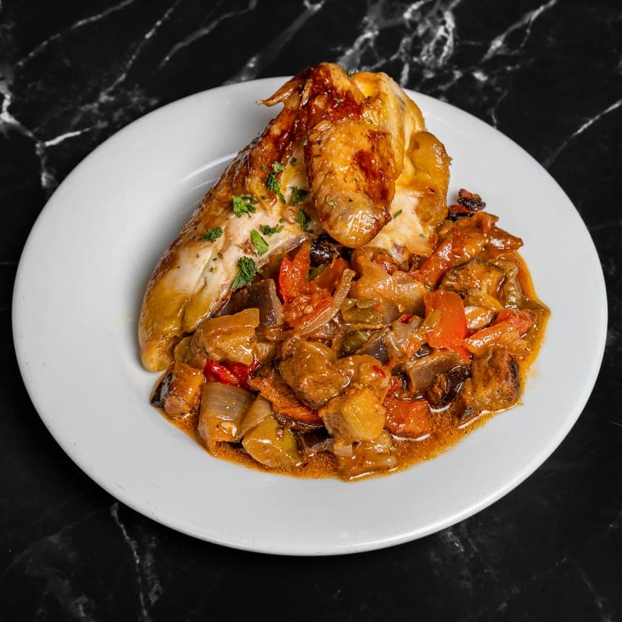Poulet rôti, ratatouille